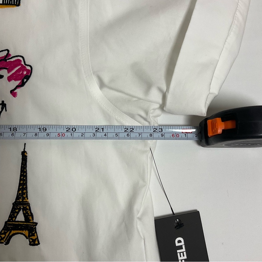 KARL LAGERFELD PARIS Petite Cotton Embroidered Short-Sleeve Shirt Size XL - Picture 6 of 8